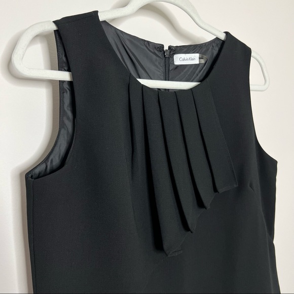 Calvin Klein Black Pleated Front Classy Sheath Dress - Picture 3 of 7